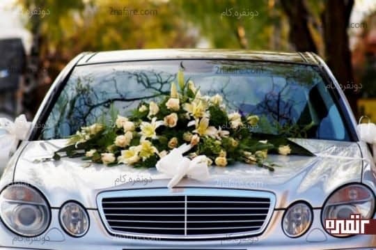 تزیین ماشین عروس با گل