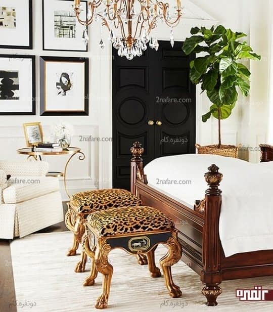 اتاق خوابی لوکس با چهارپایه های طرح یوزپلنگ