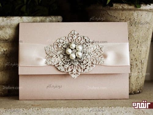 تزیینات زیبا برای کارت عروسی با رنگ صورتی