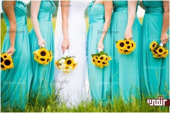 دسته گل آفتابگردان برای عروس و ساقدوش ها