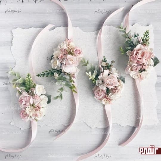 دسته گل مچی با رز صورتی برای ساقدوش ها