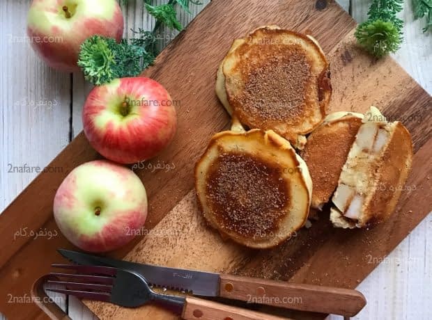 طرز تهیه پنکیک سیب و دارچین پنکیک با مغز سیب و دارچین
