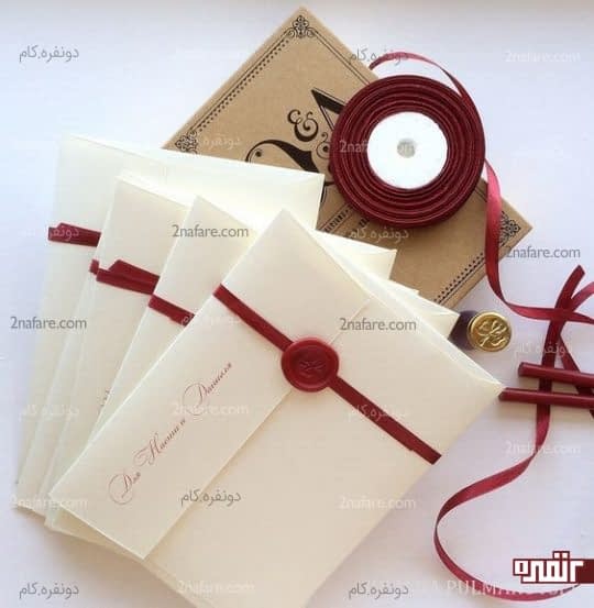 کارت های کلاسیک و جذاب عروسی با ترکیب سفید و قرمز