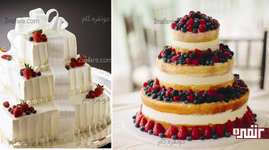 کیک عروسی با تزیینات میوه ای