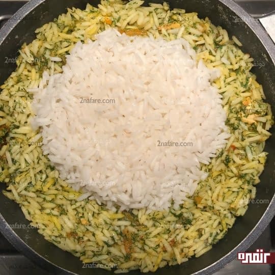 اضافه کردن برنج سفید