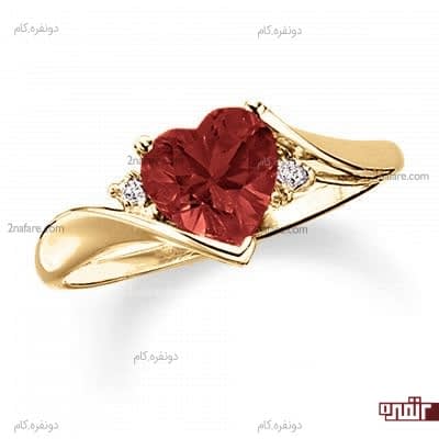 انگشتر طرح قلب با نگین قرمز