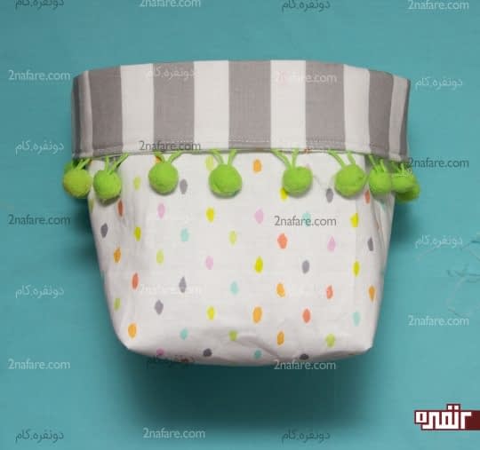 باکس زیبای پارچه ای با تزیین پوم پوم