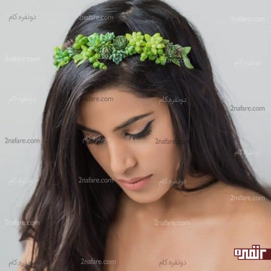 تاج عروس با گلهای ساکولنت