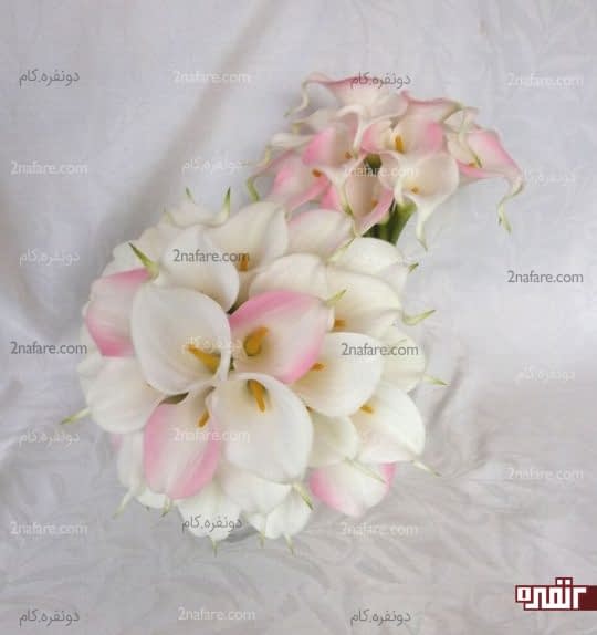 ترکیب رنگ زیبای صورتی و سفید برای دسته گل عروس