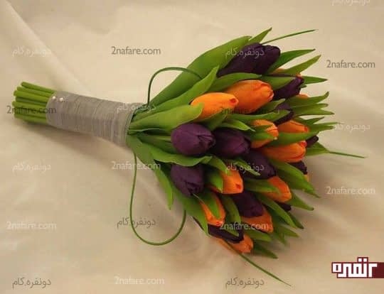 ترکیب لاله ی بنفش و نارنجی