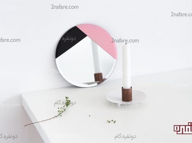 آموزش طراحی روی آینه با اشکال هندسی تزیین و طراحی روی آینه با اشکال هندسی و رنگهای مشکی و صورتی