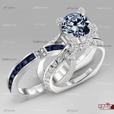 حلقه و انگشتر شیک و جذاب با نگین آبی