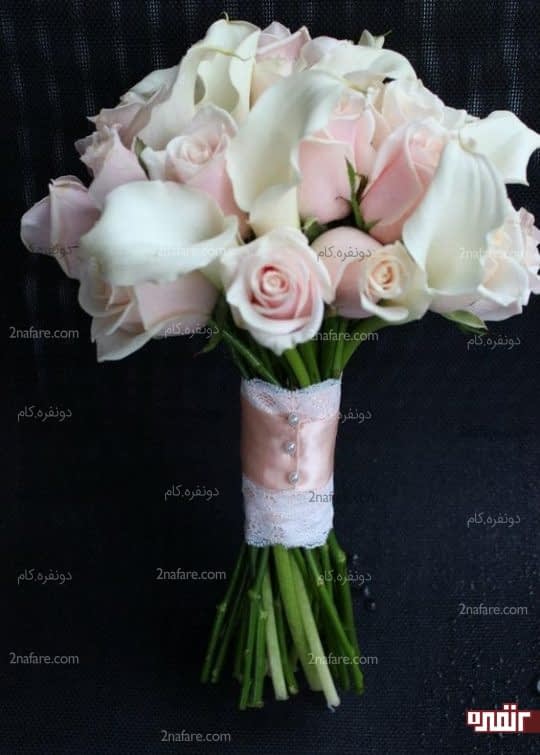 دسته گل عروس با گل رز