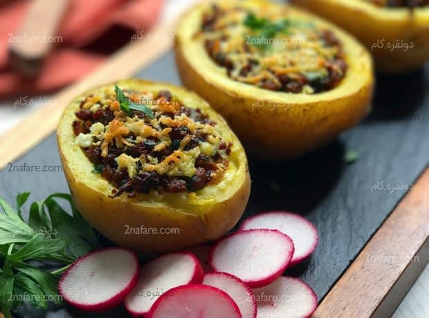 طرز تهیه سیب زمینی شکم پر سیب زمینی شکم پر