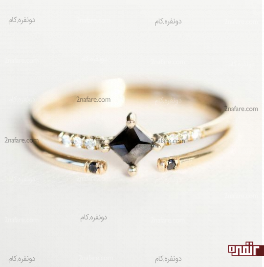 نگین مشکی حلقه و انگشتر نامزدی