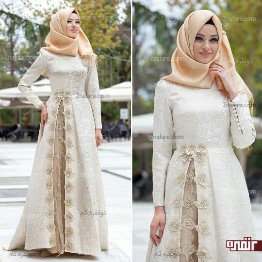 پیراهن کار شده برای مراسم بله برون