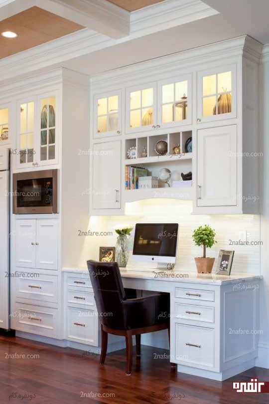 کابینت ها و میز کار به صورت یکپارچه در آشپزخانه
