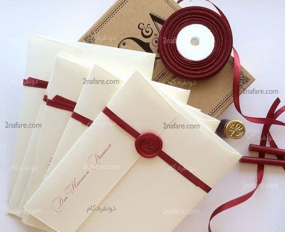 کارت های کلاسیک و جذاب عروسی با ترکیب سفید و قرمز