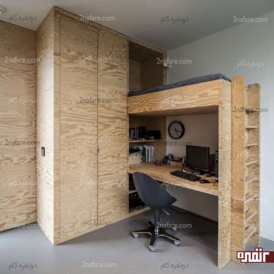 کمد دیواری، فضای خواب و مطالعه با طرحی زیبا و هوشمندانه