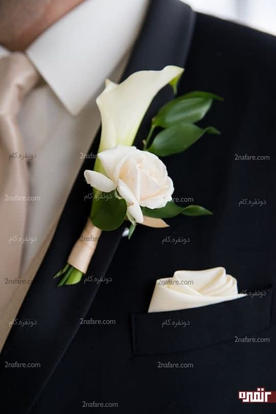 گل شیپوری و رز برای کت داماد