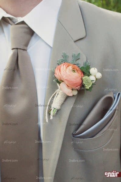 گل صد تومنی زیبا برای کت داماد