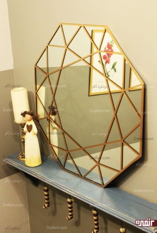 آینه ساده و جذاب طلایی با طراحی اشکال هندسی