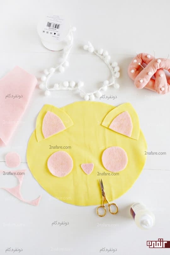 برش گوش، بینی و گونه ی گربه برای دوخت کوسن