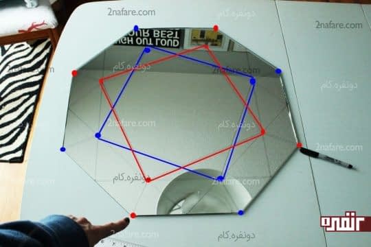 رسم مربع در وسط آینه ی هشت ضلعی