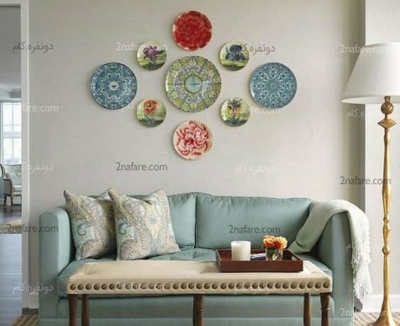 ایده هایی برای تزیین خانه با وسایل ساده طراحی دکور و تزیین دیوار با ظروف سنتی