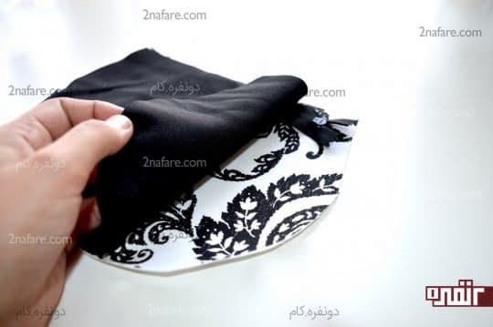 قرار دادن زیپ بین پارچه ی رویه و آستری کیف