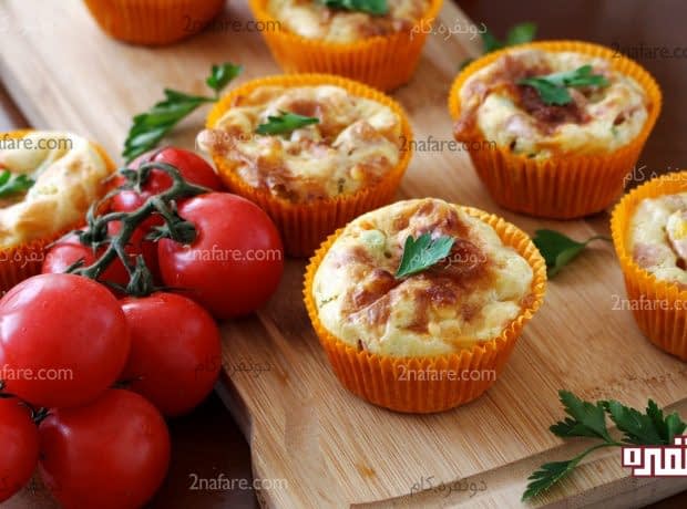 طرز تهیه مافین پیتزایی مرحله به مرحله املت پیتزایی در مافین