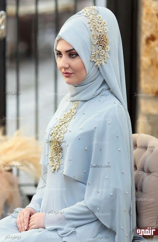 مروارید دوزی ست لباس روی روسری
