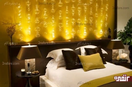 نورپردازی خاص برای دیوار پشت تخت خواب