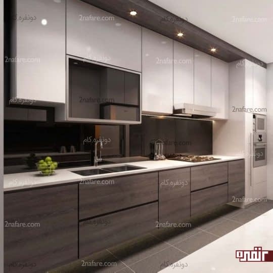 کنتراست کابینت های خاکستری و سفید
