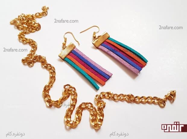 آموزش ساخت گوشواره رنگی با چرم گوشواره