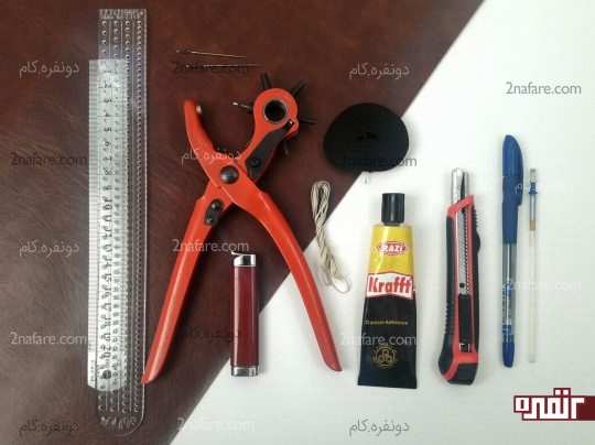 وسایل مورد نیاز برای ساخت جعبه دستمال کاغذی چرمی