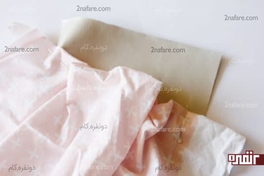 فیکس کردن پارچه جمع شده روی چرم با سنجاق