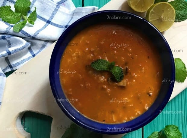 طرز تهیه سوپ قارچ و جو پرک مرحله به مرحله سوپ قارچ با رب گوجه