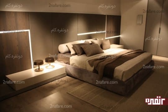 تخت و پاتختی بسیار زیبا برای اتاق خوابی مدرن و شیک