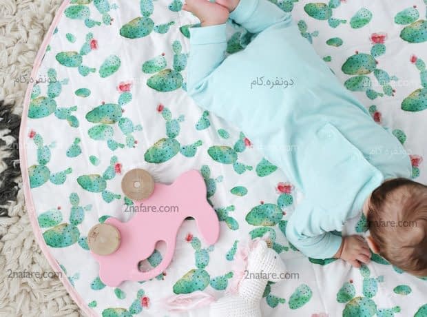 آموزش دوخت زیرانداز نوزادی گرد مرحله به مرحله زیرانداز نوزادی با طرح کاکتوس