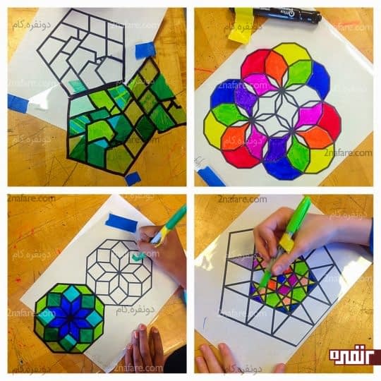 شناخت اشکال هندسی و رنگ آمیزی آنها