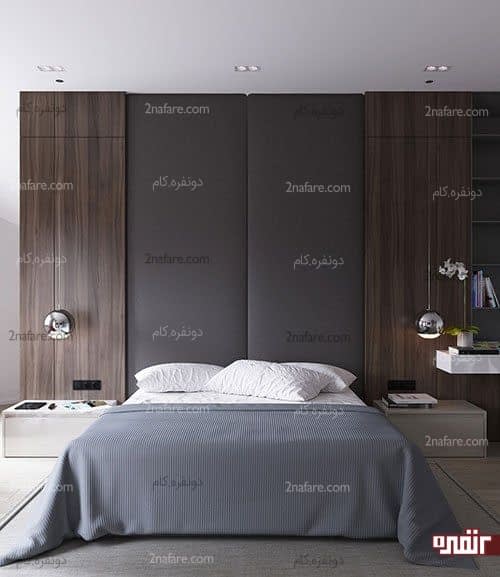 طراحی زیبای دیوار پشت تخت خواب در اتاق خواب مدرن