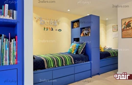 قرارگیری تخت ها روبروی هم و قفسه ی بین آنها