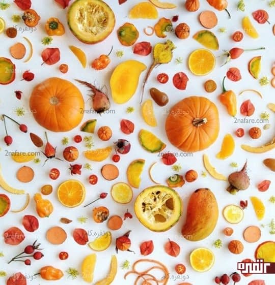 صیفیجات و میوه های قزمز و نارنجی
