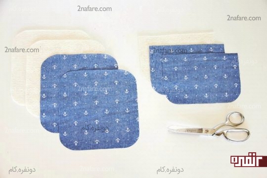 تکه های برش خورده از پارچه و پشم شیشه