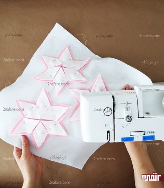 دوخت وسط گلبرگ ها با چرخ خیاطی