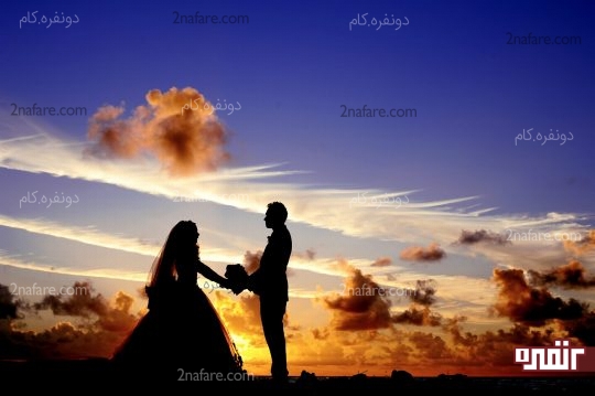 ساعت طلایی عکاسی عروس و داماد در غروب