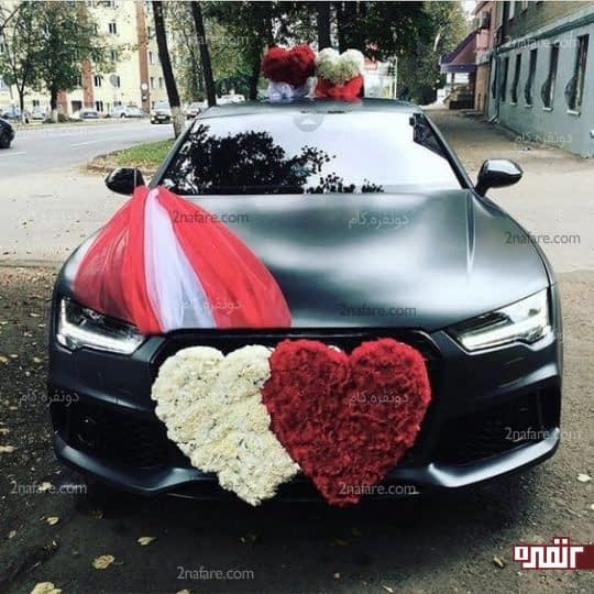 ماشین عروس خاص با ترکیب گل و حریر