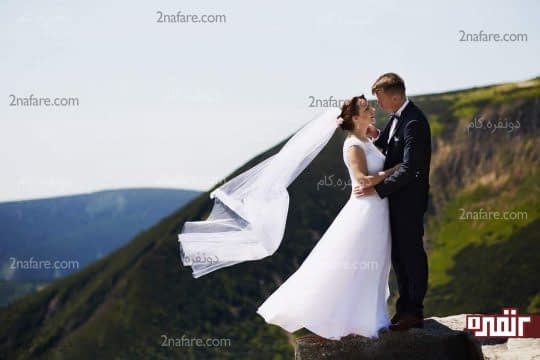 ژست عروس داماد در طبیعت