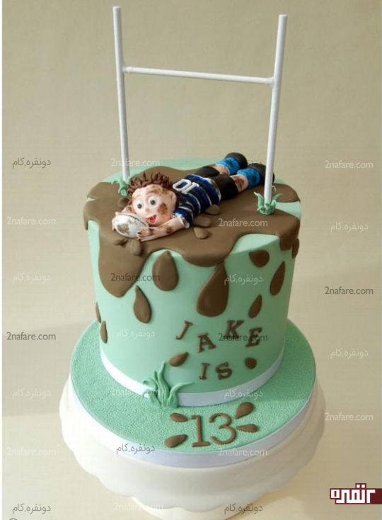 کیک تولد پسرونه ورزشی با تزیین فوندانت